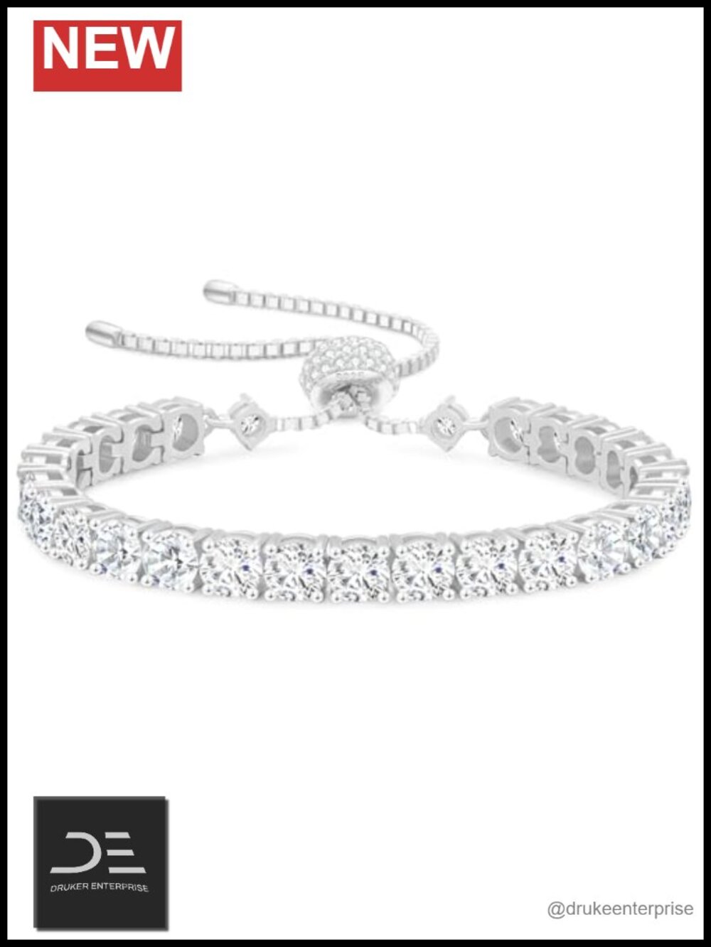 Moissanite Bolo Tennis Bracelet 925 Sterling Silver Adjustable 8.0 ctw Gift